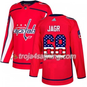 Washington Capitals tröja Jaromir Jagr 68 Röd USA Flag Fashion 2017-2018 Adidas Authentic - NHL Tröjor Herr